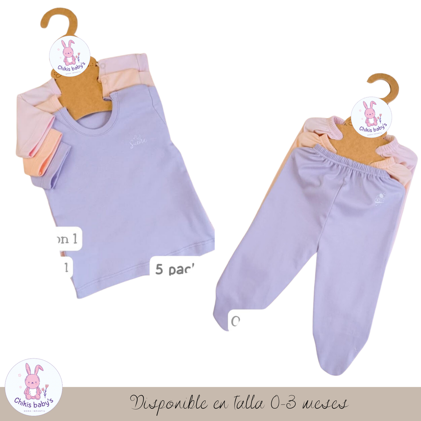 Set x6 polo y pantalon color entero T1
