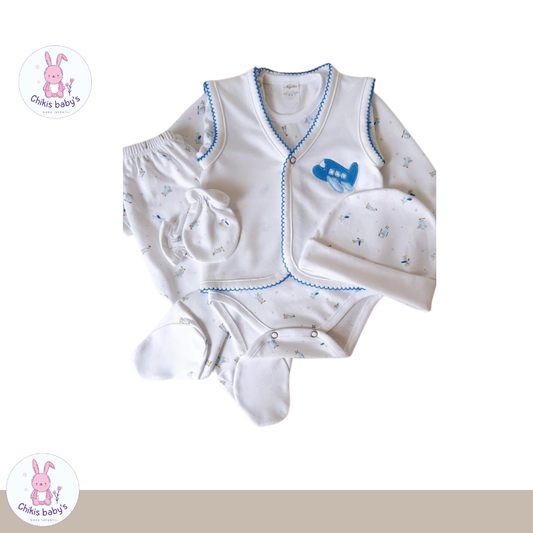 Ajuar Angelitos Body estampado/Chaleco Blanco