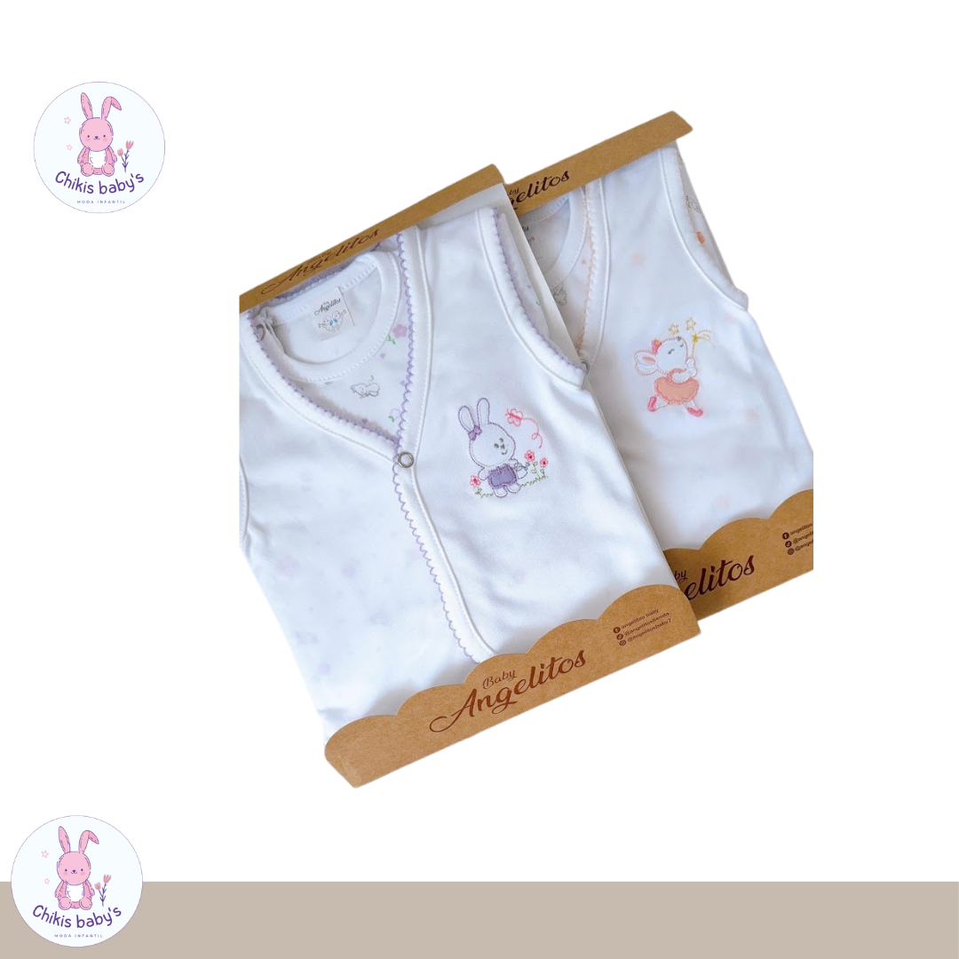 Ajuar Angelitos Body estampado/Chaleco Blanco