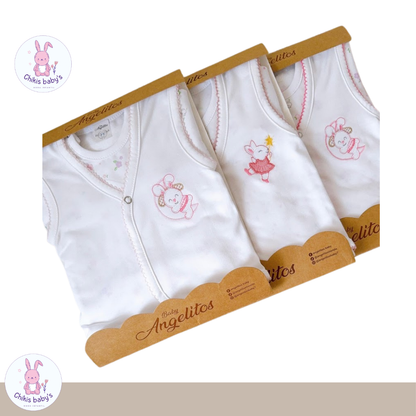 Ajuar Angelitos Body estampado/Chaleco Blanco