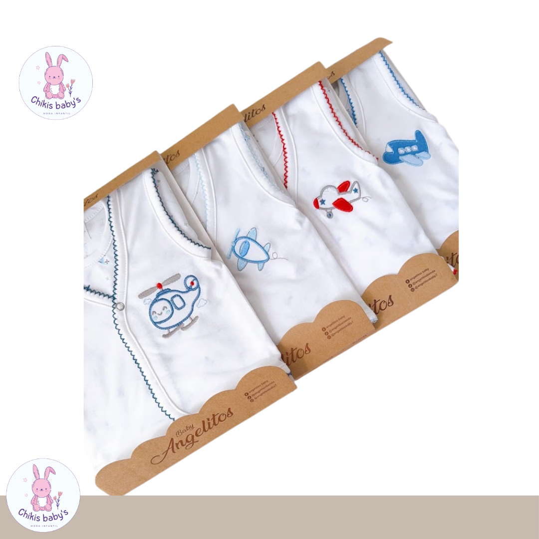 Ajuar Angelitos Body estampado/Chaleco Blanco