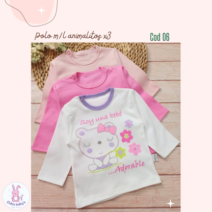 Polo manga larga estampado x3