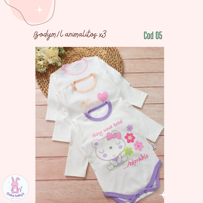 Body manga larga estampado x3