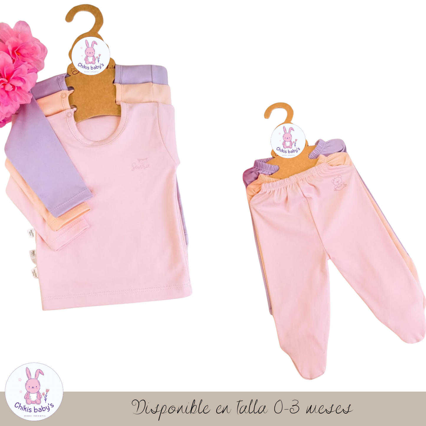 Set x6 polo y pantalon color entero T1