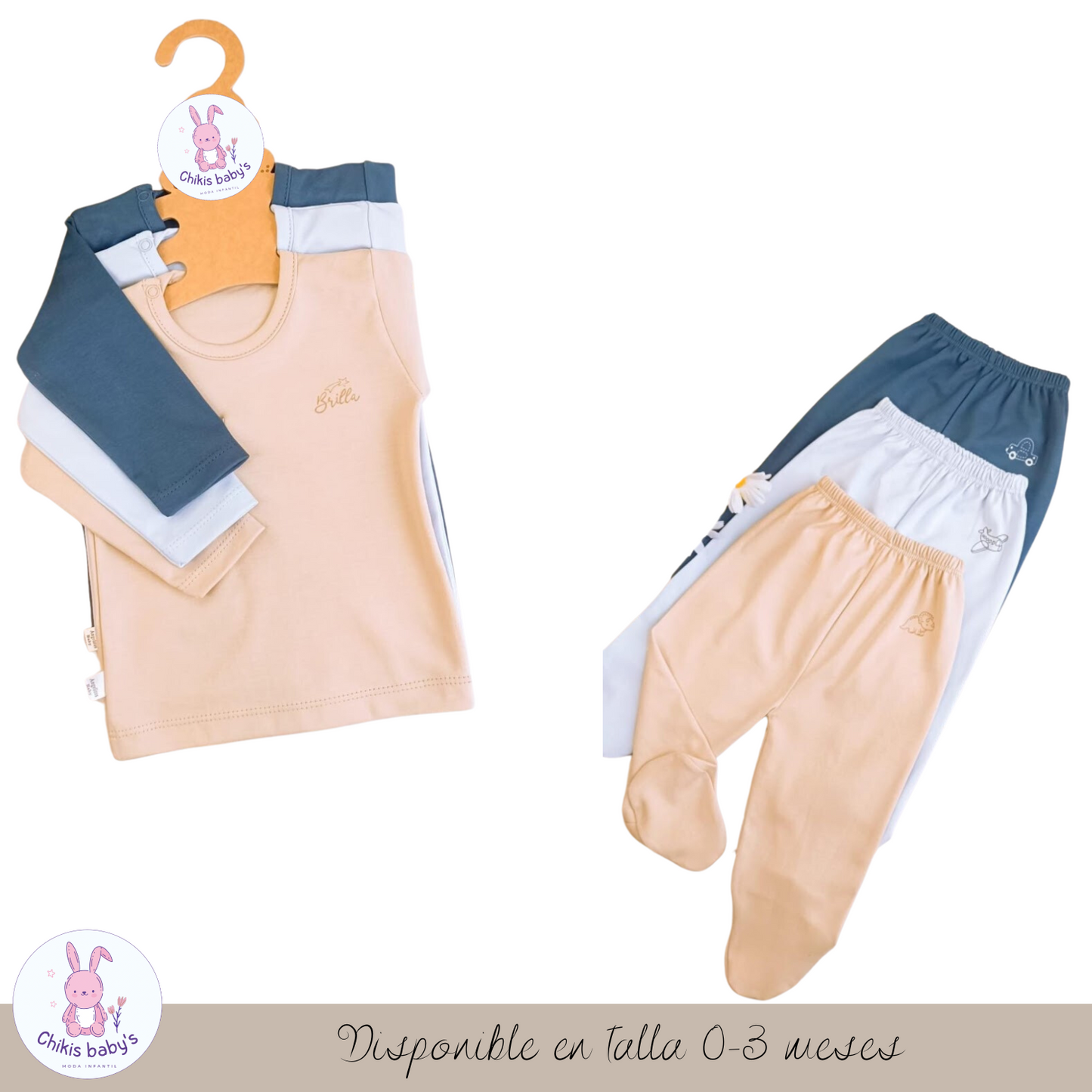 Set x6 polo y pantalon color entero T1