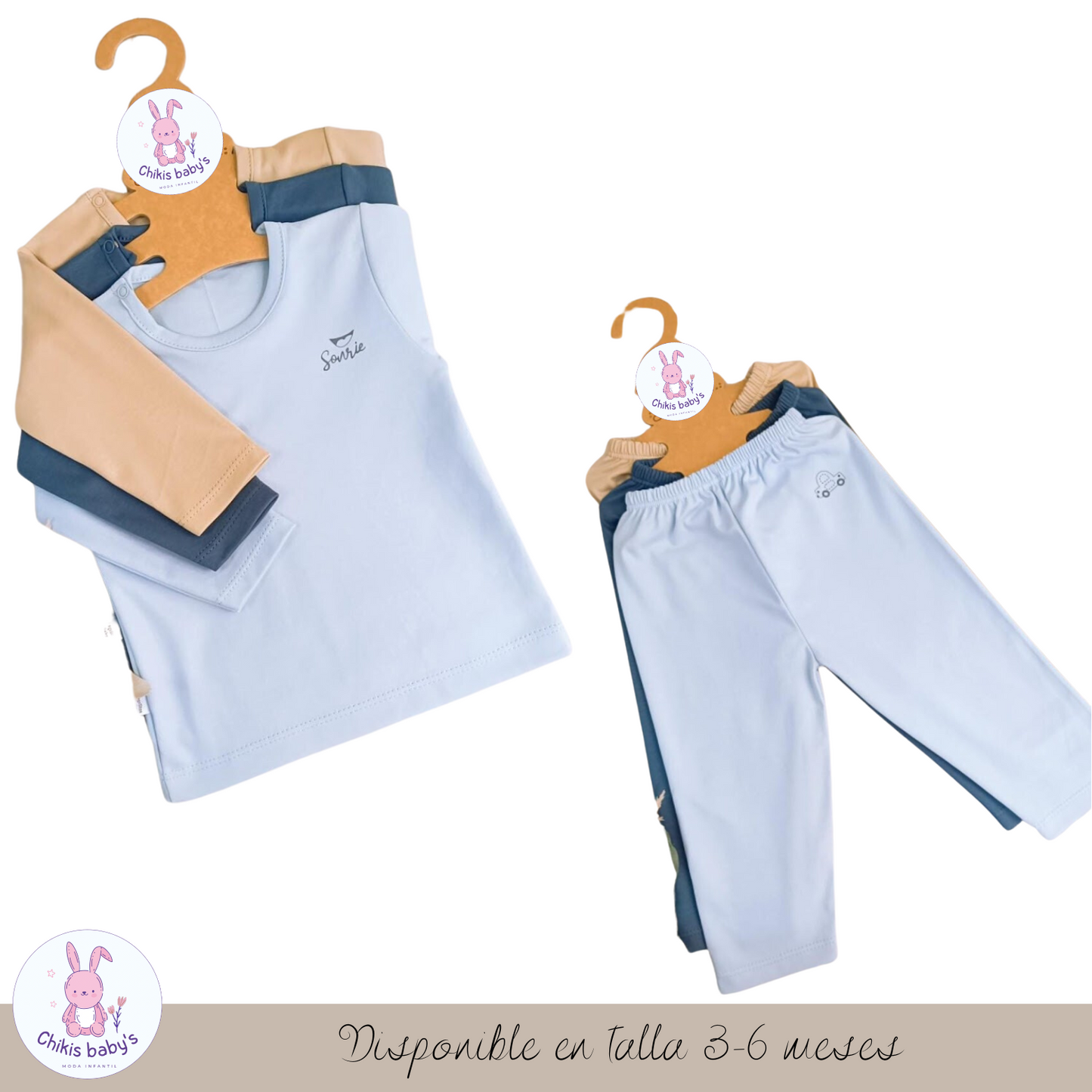 Set x6 polo y pantalon color entero T2