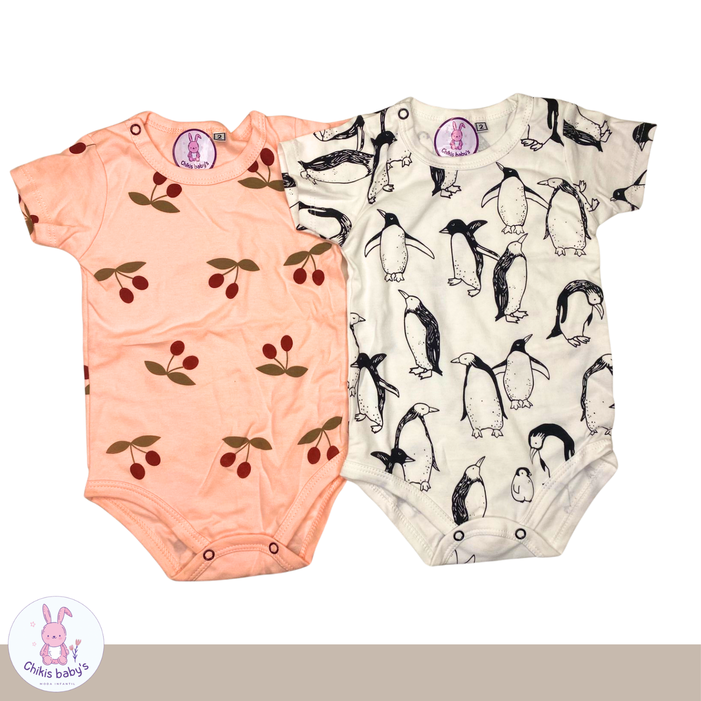 Set de bodys estampados animalitos