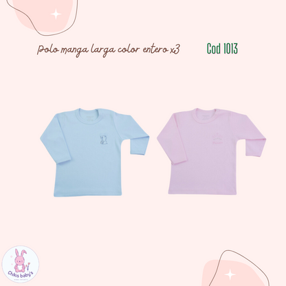 Polo manga larga color entero x3
