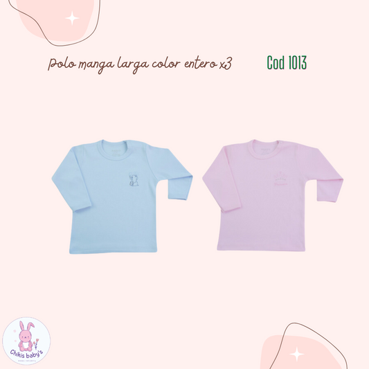 Polo manga larga color entero x3