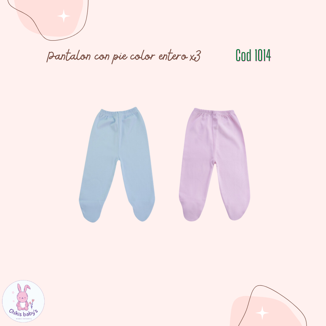 Pantalon con pie color entero x3