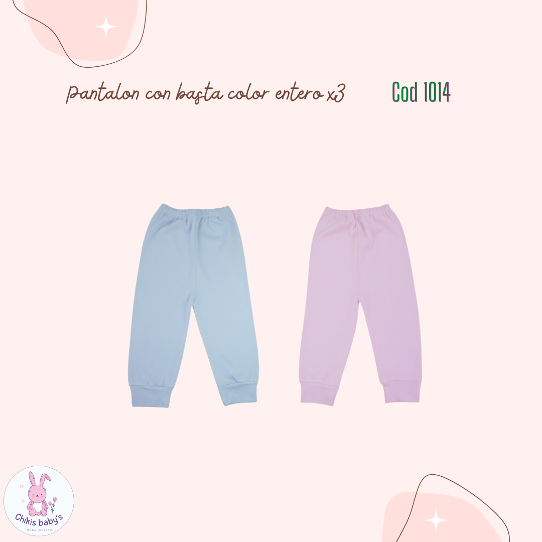 Pantalones con basta color entero x3