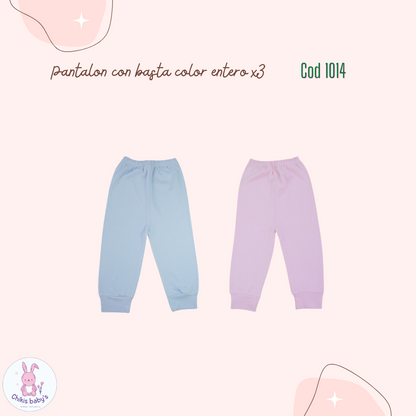 Pantalones con basta color entero x3