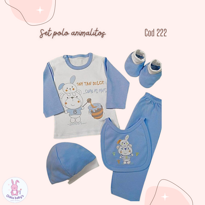 Ajuar set polo animalitos